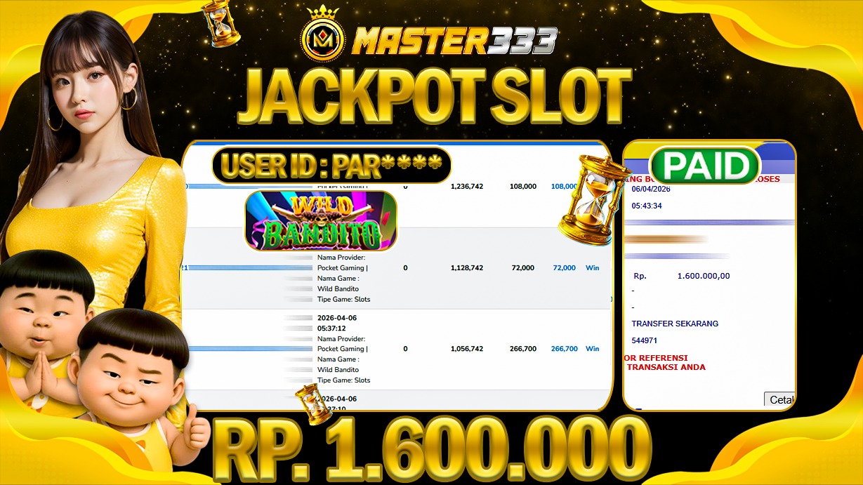 JACKPOT Rp 1.600.000 JUTA DI MASTER333 LANGSUNG DIBAYAR LUNAS